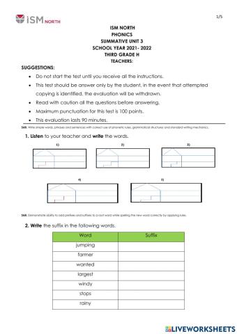 Phonics Test Unit 3