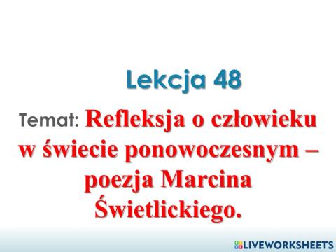 Marcin świetlicki poezja