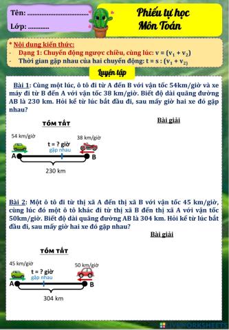 Toán-Chuyển động ngược chiều, cùng lúc