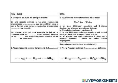 Repàs reaccions químiques (3r ESO)