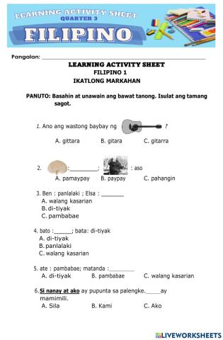 FILIPINO Q3 Learning Activity Sheet