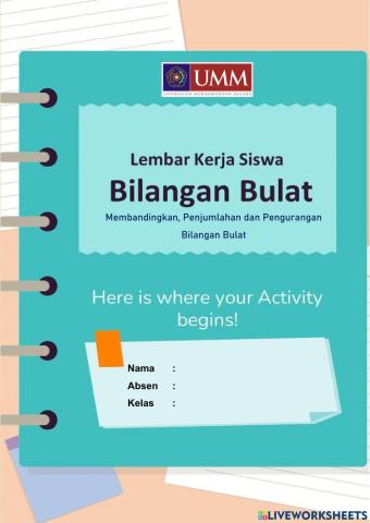 E-LKS BERBASIS LITERASI NUMERASI BILANGAN BULAT(Membandingkan,Penjumlahan, dan Pengurangan)