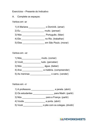 Presente do indicativo - Português