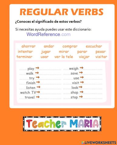 Regular verbs - meaning