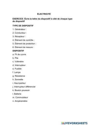 Exercice circuit électrique