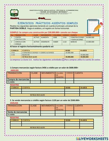 Transacciones asientos simples