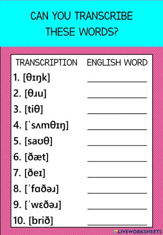 Transcription θ, ð