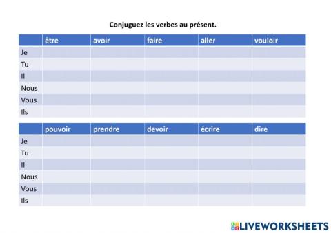 Exercice de conjugaison 1