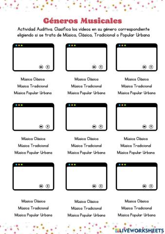 Géneros Musicales. Actividad audiovisual