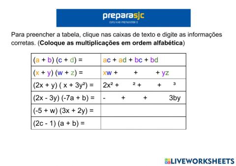 Multiplicação entre polinômios