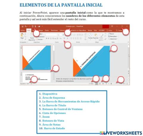 Elementos de la pantalla principal