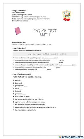 Evaluación bimestre 2