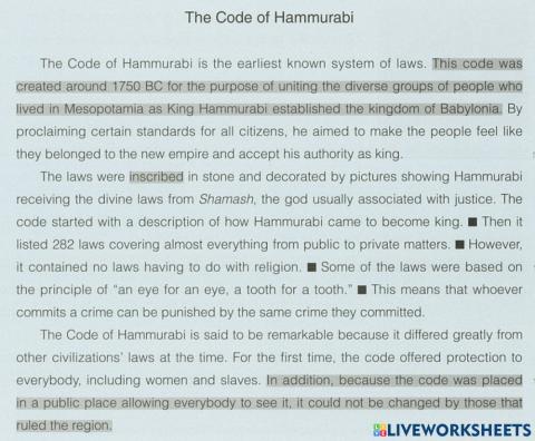 The Code of Hammurabi