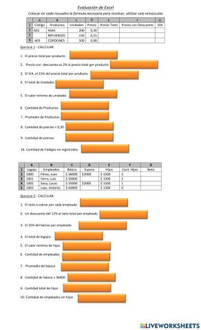 Formulas Excel