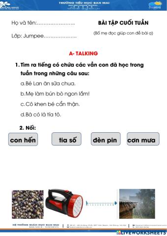 Bài tập cuối tuần