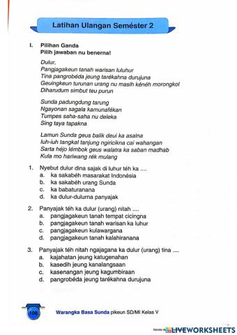 Latihan ulangan basa sunda semester 2