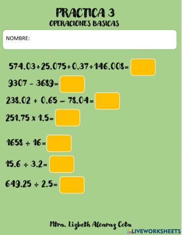 PRACTICA 3: OPERACIONES BASICAS