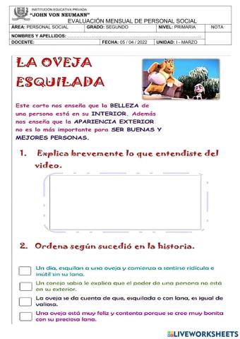 Examen mensual de personal social