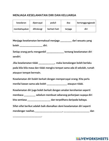 MIB Tahun 3 Menjaga Keselamatan Diri & Keluarga