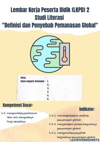 LKPD 2 - Studi Literasi -Definisi dan Penyebab Terjadinya Pemanasan Global-