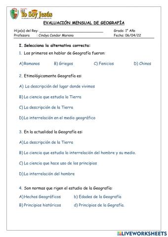 Evaluación de geografía