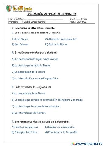 Evaluación de geografía