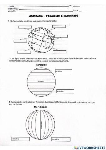 Atividade - paralelos e meridianos