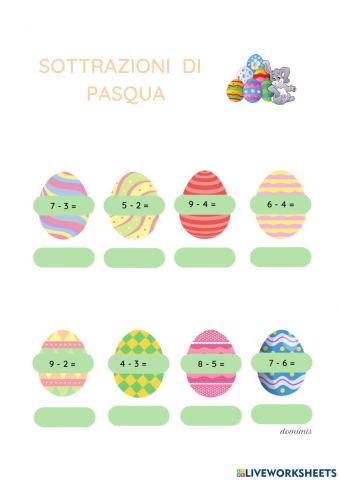 SOTTRAZIONI DI PASQUA