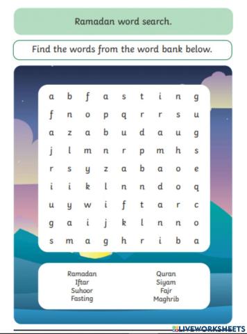 Ramadan puzzle Activity