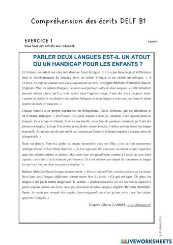 Compréhension des écrits DELF B1