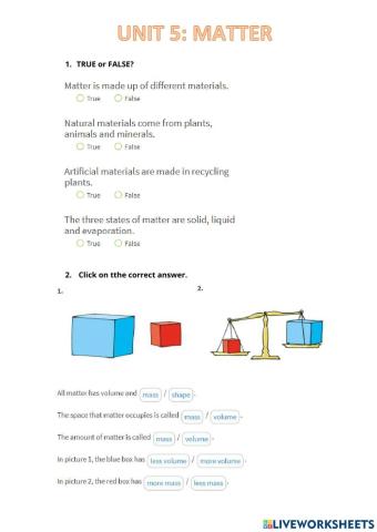 SCIENCE UNIT 5 MATTER