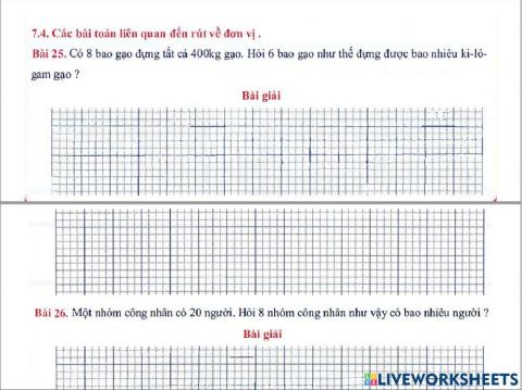 Toán 3 lên 4 - Dạng 7.4: Toán liên quan rút về đơn vị