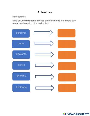 Ejercicio de antónimos