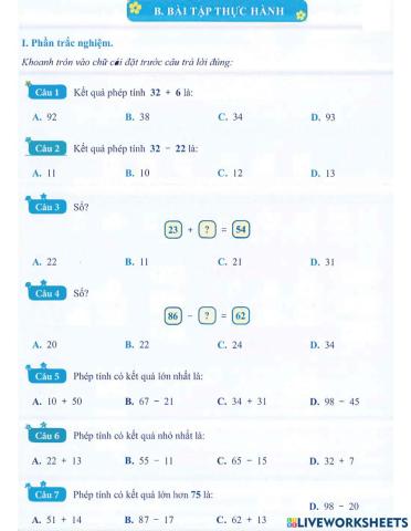 Toán 1 lên 2: Chuyên đề số 2