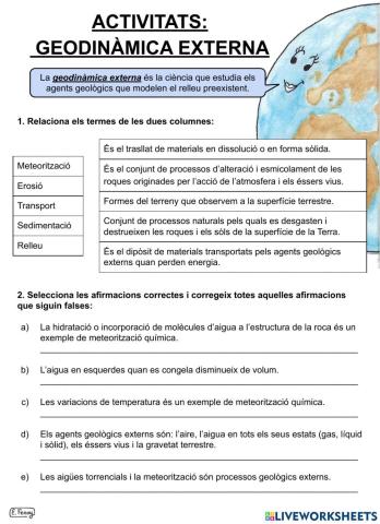 Activitats: GEODINÀMICA EXTERNA