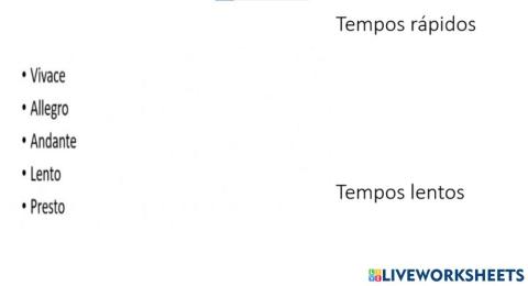 Ejercicio sobre el tempo musical