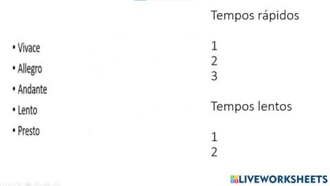 Ejercicio sobre el tempo musical