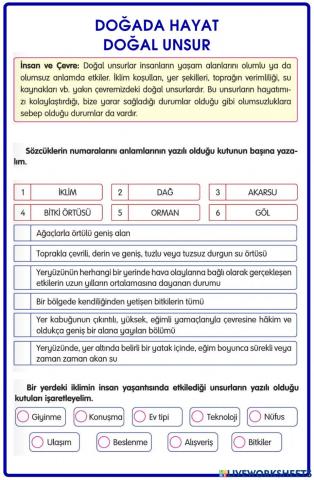 Doğada Hayat-Doğal Unsur