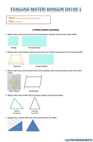Evaluasi sifat bangun datar 1