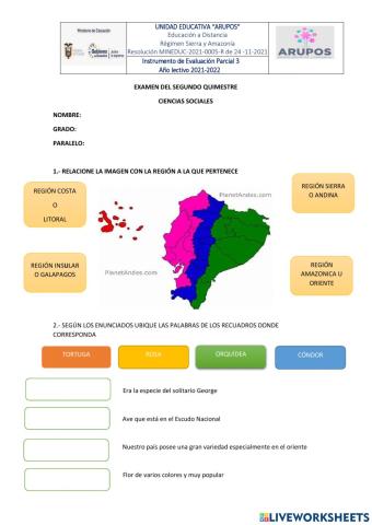 Evaluación quimestral ciencias sociales