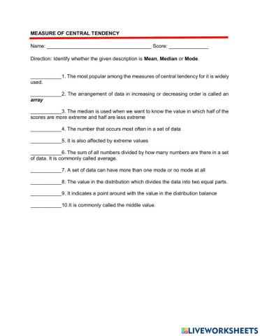 Measure of central tendency no. 2