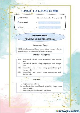 LKPD Operasi Bilangan Bulat