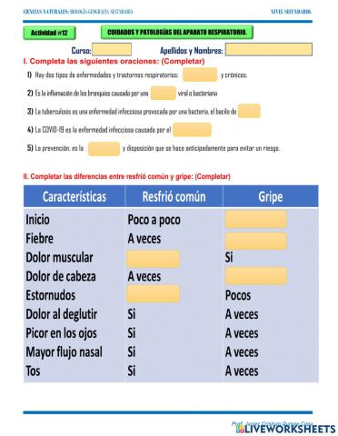 12. Cuidados y patologías del aparato respiratorio