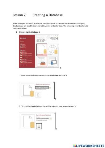 Lesson 2 Creating a database