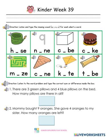 Kinder Summative Assessment Week 39