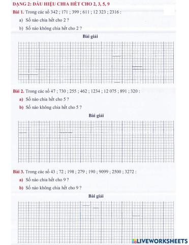 Toán 4 lên 5 - Dạng 2: U hiệu chia hết cho 2, 3, 5, 9