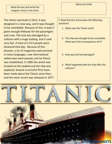 Reading Comprehension - The Titanic