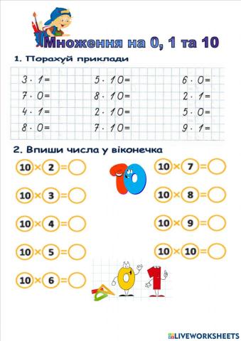 Множення на 0, 1 та 10