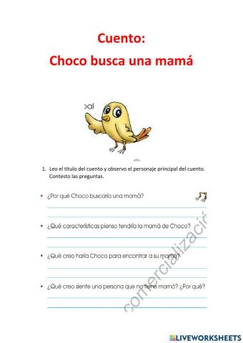 Cuento: Choco busca una mamà