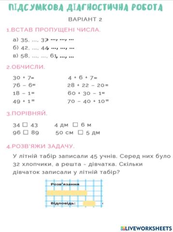 Підсумкова діагностична робота